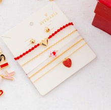 Cargar imagen en el visor de la galería, SET X5 PULSERAS LOVE RED + Topos By Jose y Cami