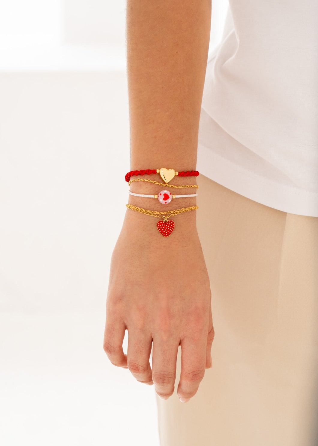 SET X5 PULSERAS LOVE RED + Topos By Jose y Cami