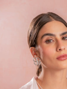 ARETES TREBOL PLATEADO