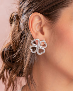 ARETES TREBOL PLATEADO