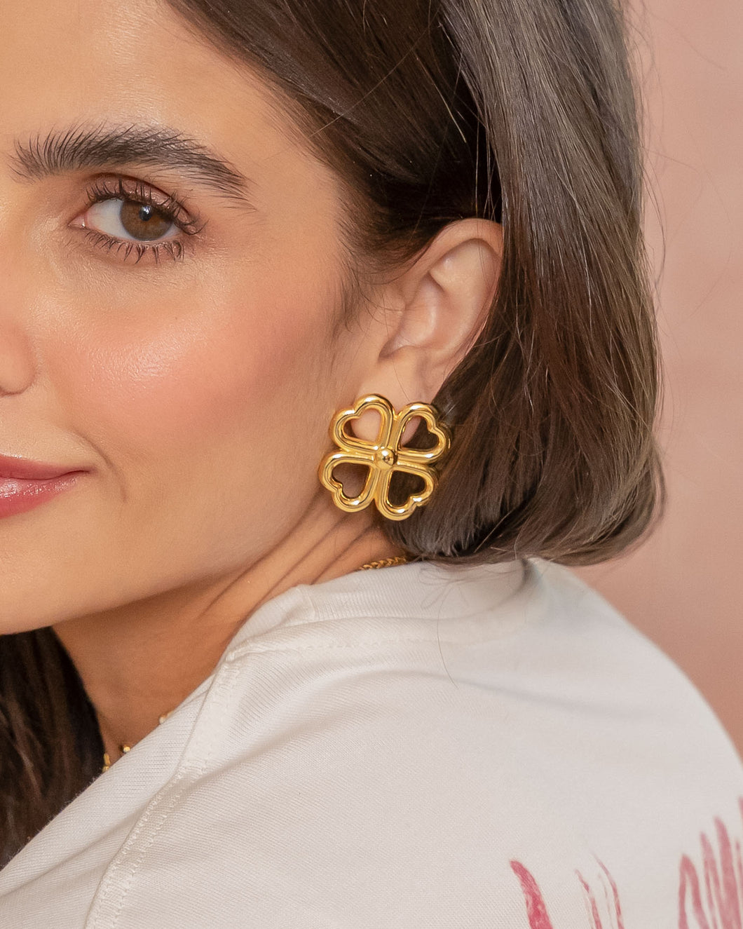 ARETES TREBOL DORADO