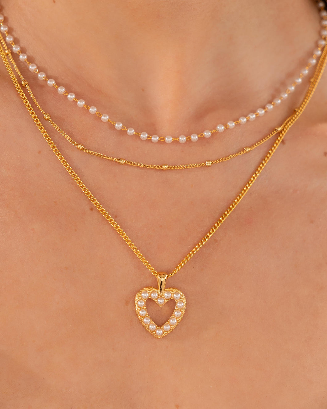 COLLAR CORAZON PERLADO