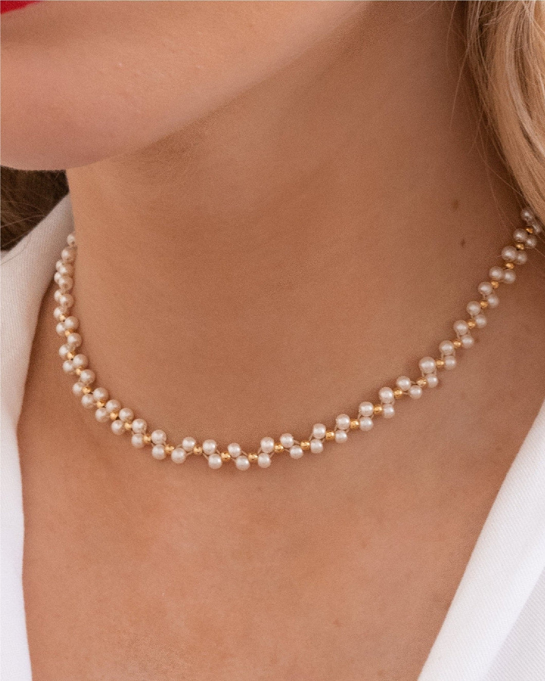 CHOKER TEJIDO PERLAS
