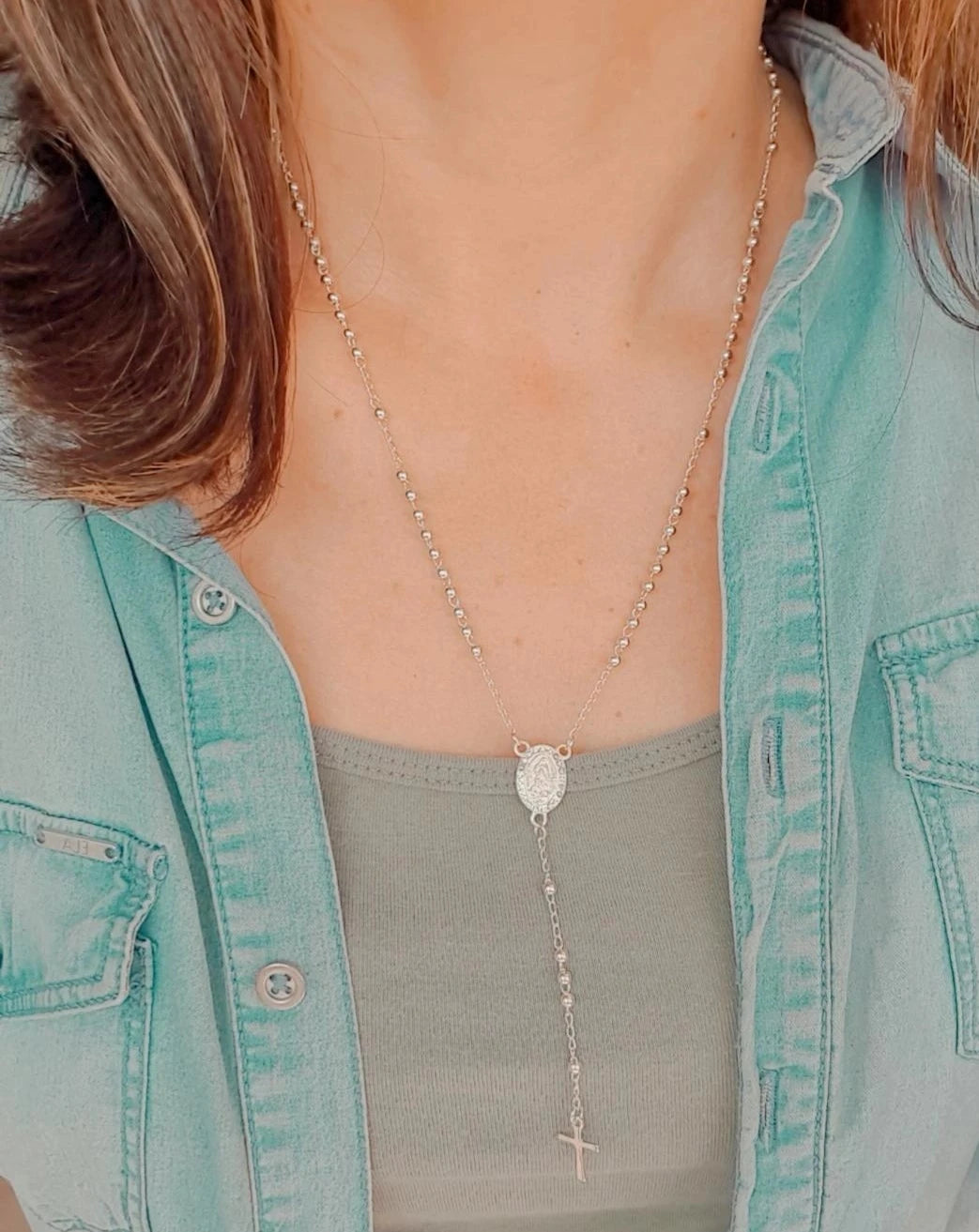 COLLAR ROSARIO PLATEADO