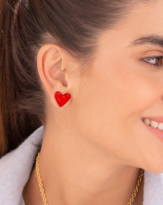 ARETES CORAZON ROJO| LILI ARCE ACCESORIOS