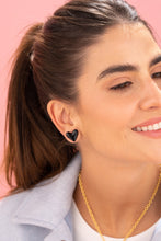 Cargar imagen en el visor de la galería, ARETES CORAZON NEGRO
